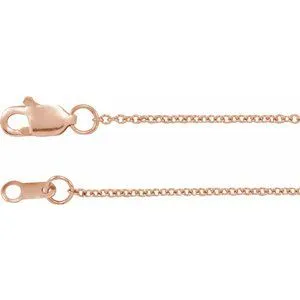 10K Rose 1 mm Solid Cable 16" Chain