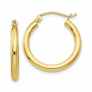 10k Yellow Gold Polished 2.5MM Round Hoop Earrings