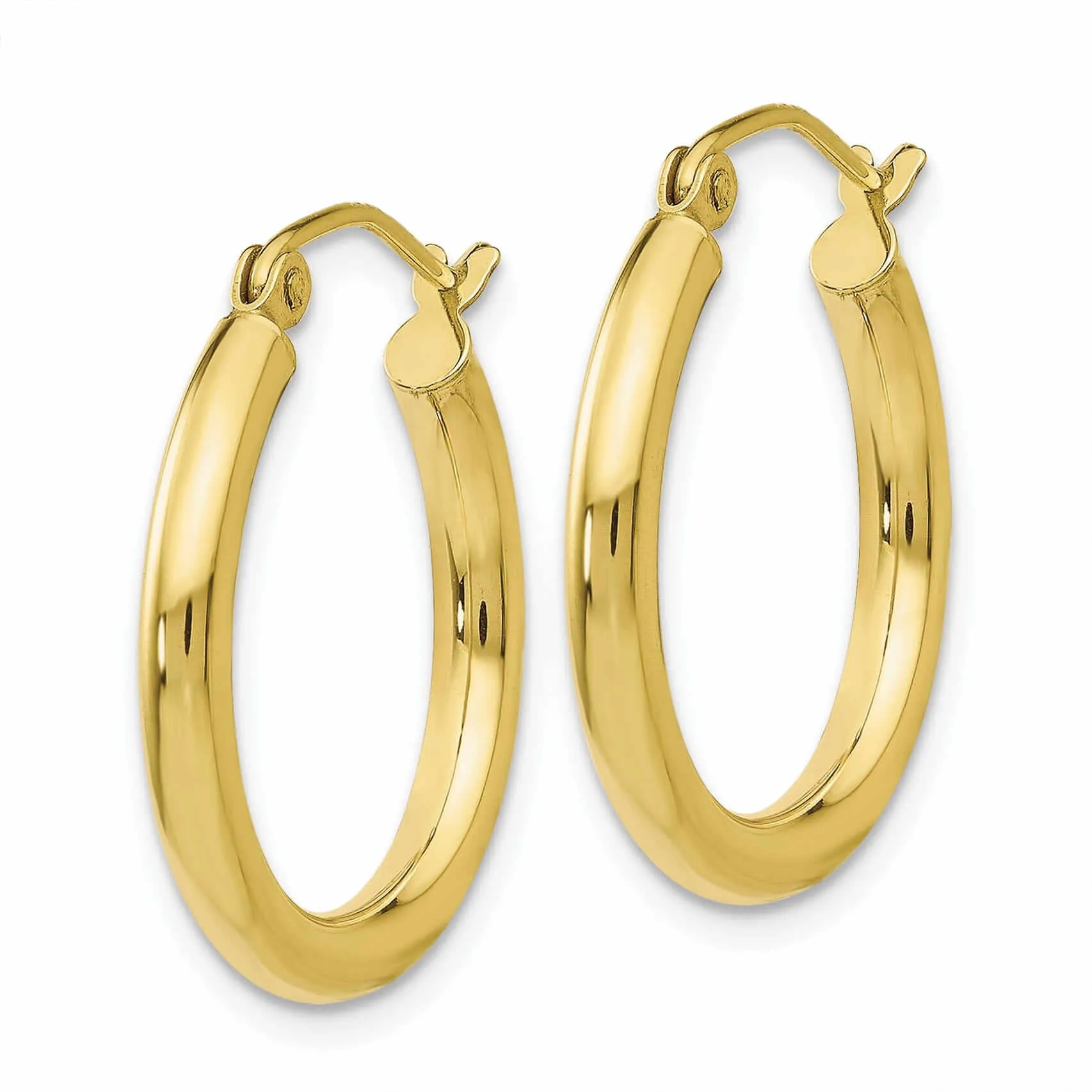10k Yellow Gold Polished 2.5MM Round Hoop Earrings