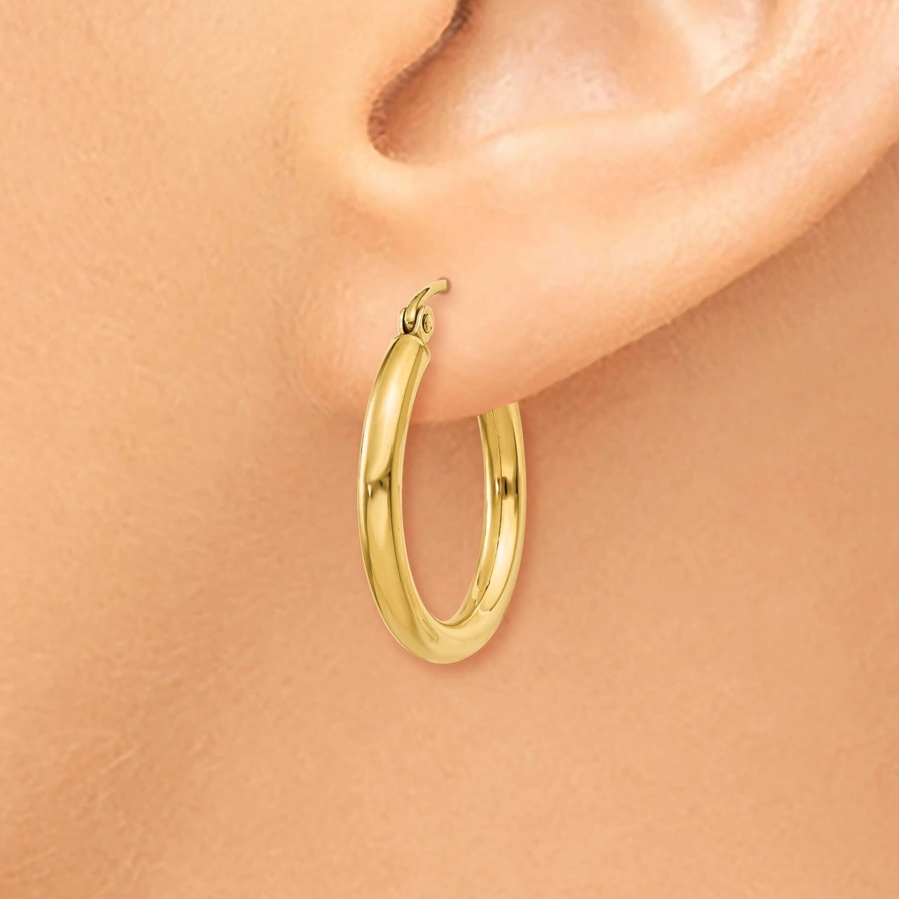 10k Yellow Gold Polished 2.5MM Round Hoop Earrings