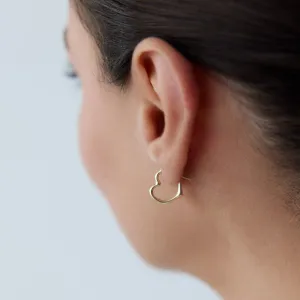 14k Gold Hoop Earrings Thin Heart Earrings