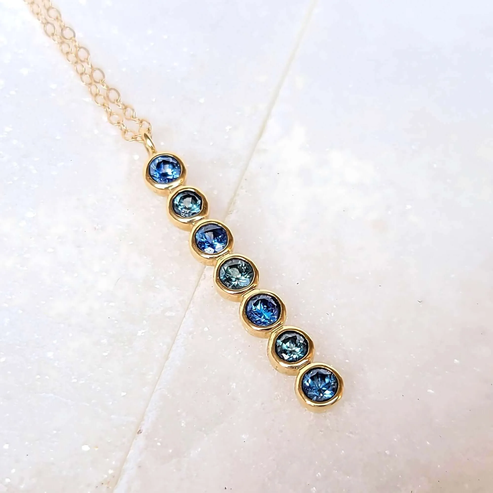 14K Montana Sapphire Necklace in Yellow Gold