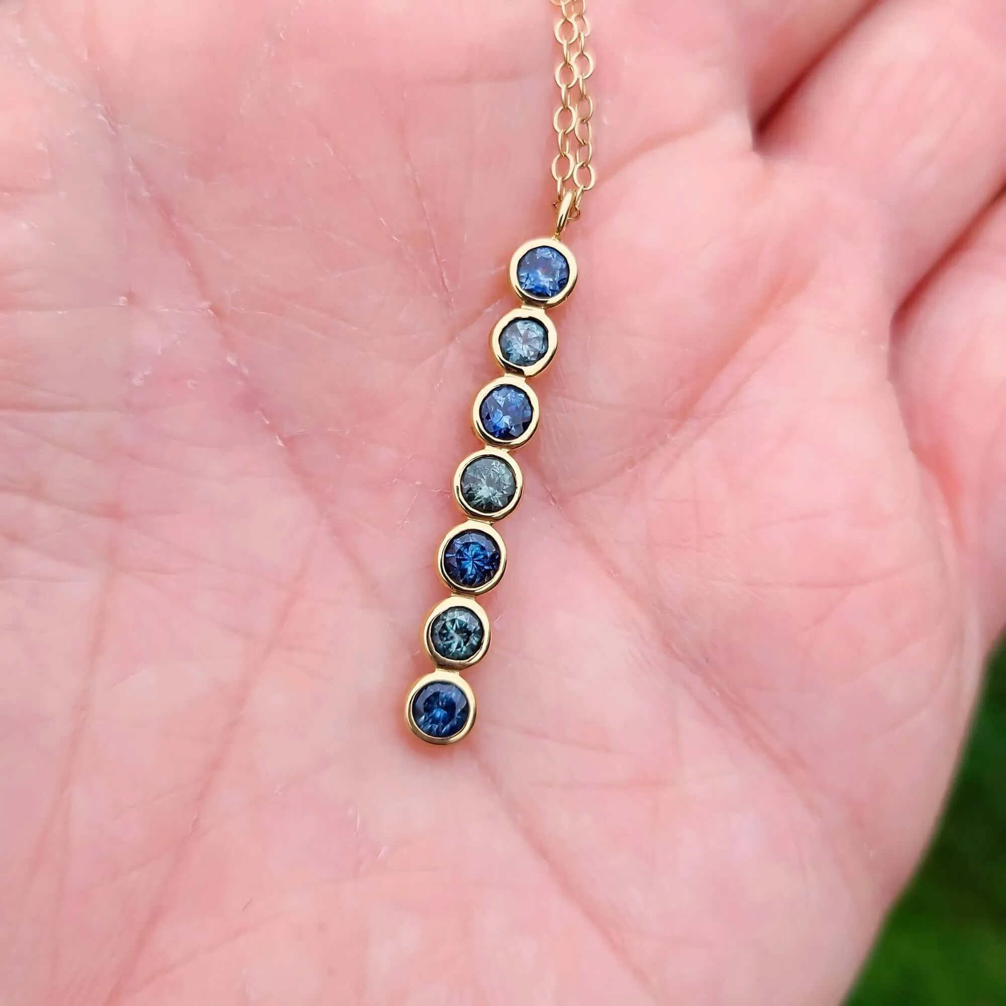 14K Montana Sapphire Necklace in Yellow Gold