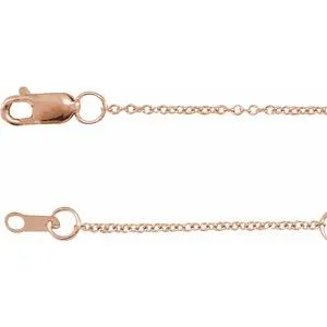 14K Rose 1 mm Adjustable Solid Cable 16-18" Chain