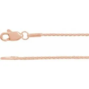 14K Rose 1 mm Wheat 24" Chain With Lobster Clasp