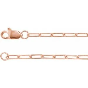 14K Rose 1.95 mm Elongated Flat Link 24" Chain