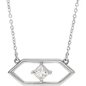 14K White 1/4 CTW Diamond Geometric 16" Necklace
