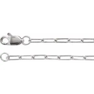 14K White 1.95 mm Elongated Flat Link 20" Chain