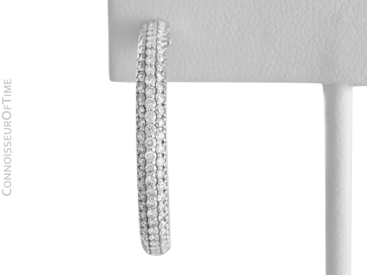 14K White Gold & Diamond Eternity Inside Out Large Hoop Earrings, 3.8 Carats Total Diamond Weight
