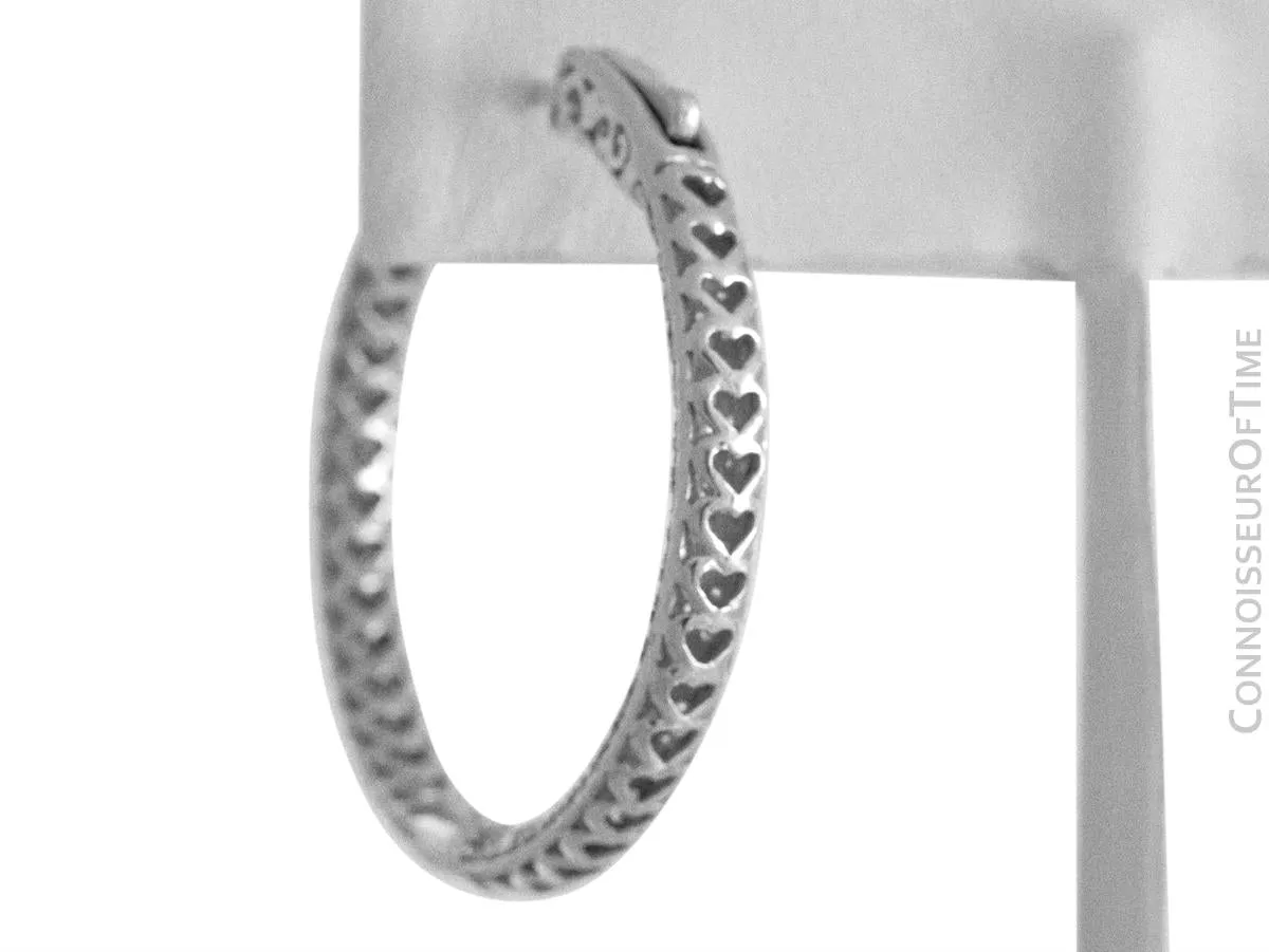 14K White Gold & Diamond Eternity Inside Out Large Hoop Earrings, 3.8 Carats Total Diamond Weight