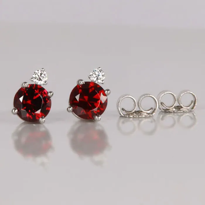14K White Gold Chrome Pyrope Garnet and Diamond Earrings 1.00 Carat