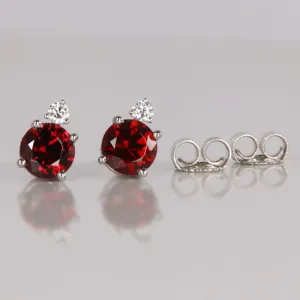 14K White Gold Chrome Pyrope Garnet and Diamond Earrings 1.00 Carat