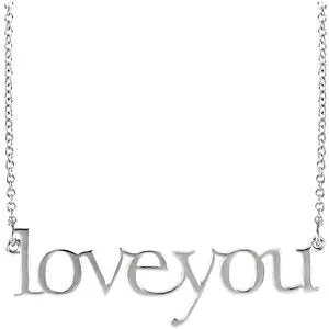 14K White "Love You" 16 1/2" Necklace