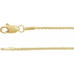 14K Yellow 1 mm Wheat 24" Chain With Lobster Clasp