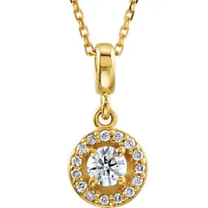 14K Yellow 1/4 CTW Diamond Halo-Style 18" Necklace