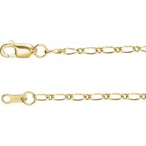 14K Yellow 1.5 mm Adjustable Figaro 16-18" Chain