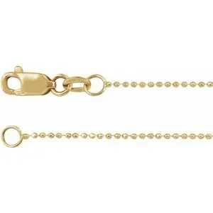 14K Yellow 1mm Diamond-Cut Bead 20" Chain