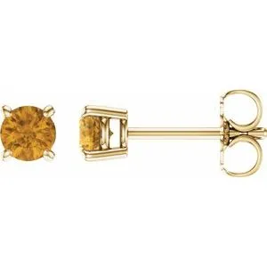 14K Yellow 4 mm Natural Citrine Earrings