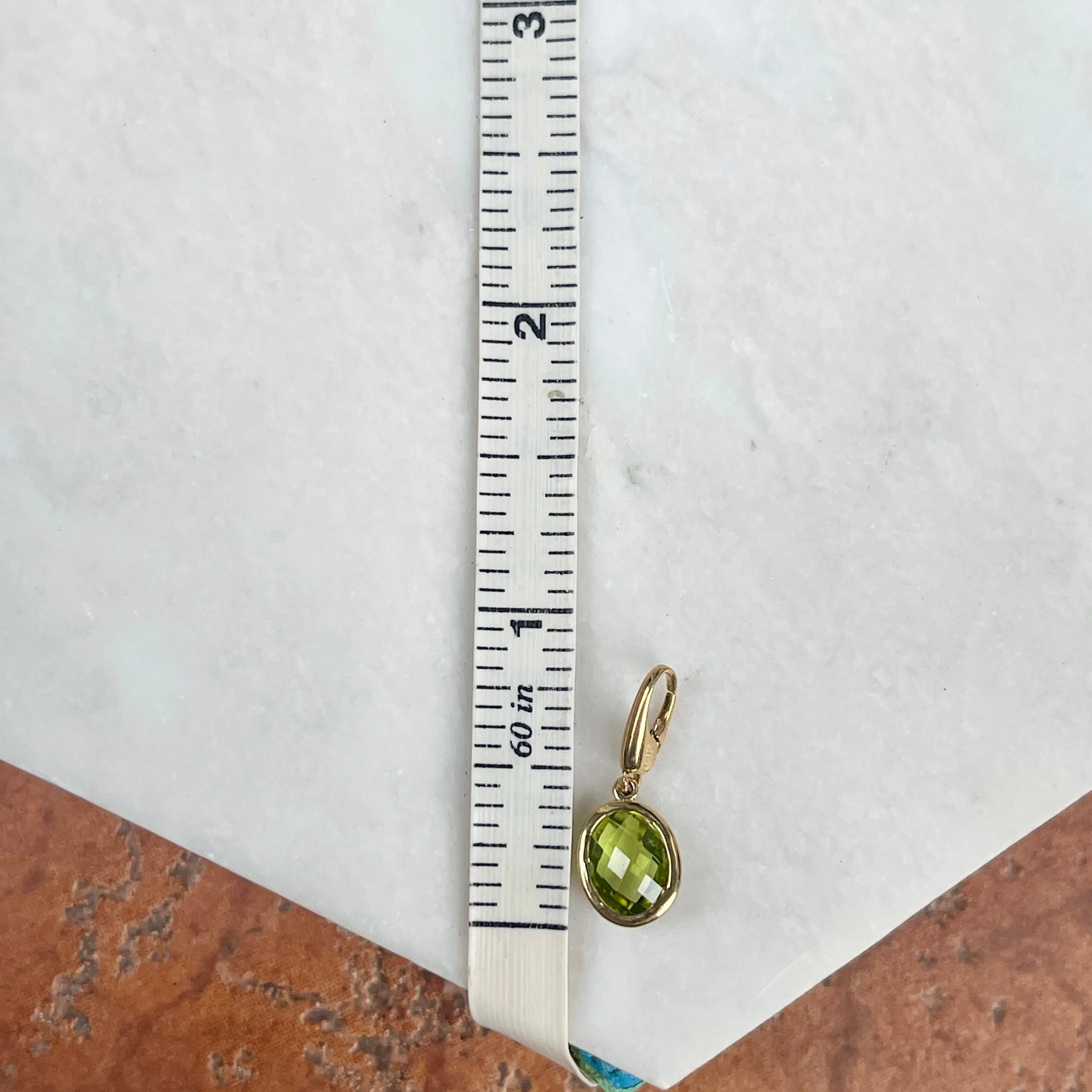 14KT Yellow Gold Oval Faceted Peridot Omega Clip Pendant Slide