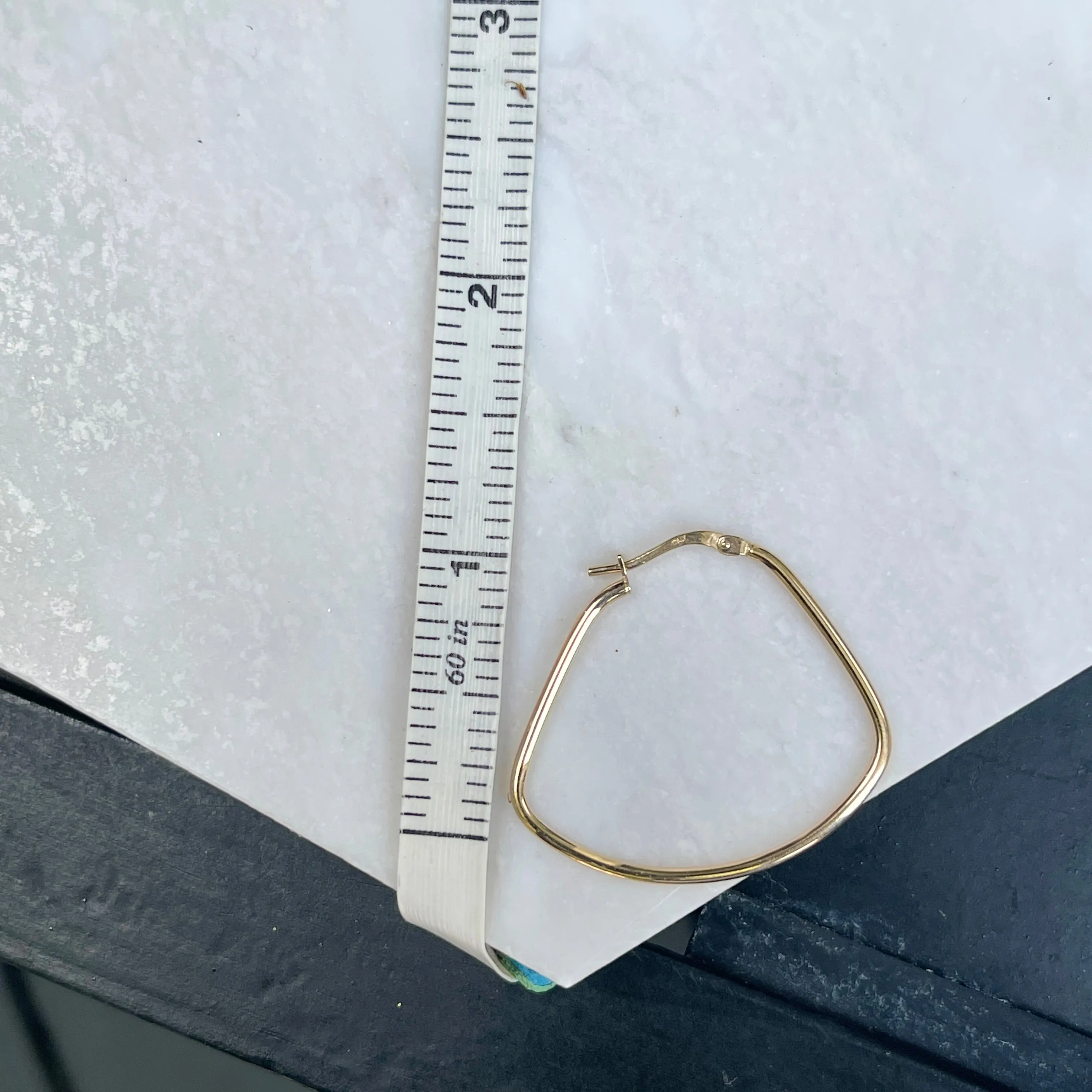 14KT Yellow Gold Rounded Triangle Hoop Earrings 27mm