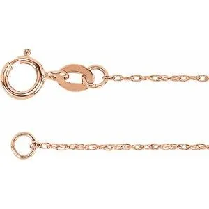 18K Rose 1 mm Solid Rope 20" Chain