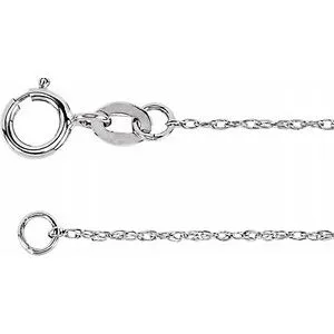 18K White 1 mm Solid Rope 18" Chain