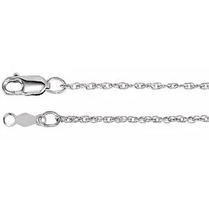 18K White 1.25 mm Rope 16" Chain