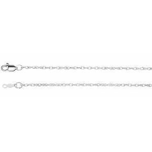 18K White 1.5 mm Solid Rope 18" Chain with Lobster Clasp