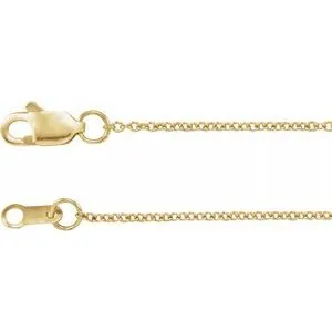18K Yellow 1 mm Solid Cable 18" Chain