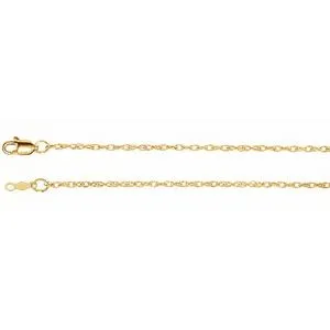 18K Yellow 1.5 mm Solid Rope 16" Chain with Lobster Clasp