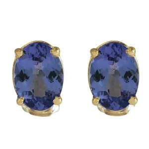 2.00 Carat Natural Tanzanite 14K Yellow Gold Earrings