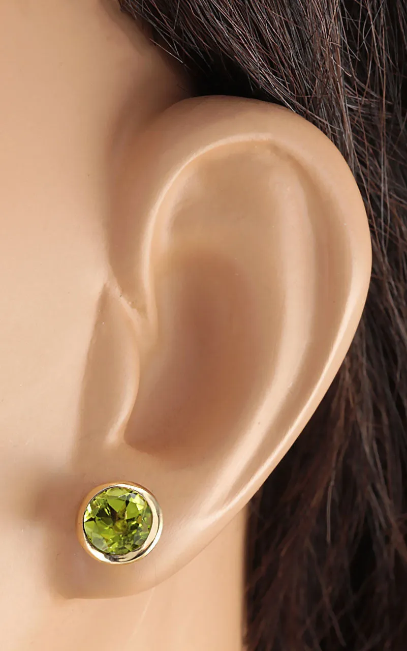 3.00 Carat Natural Peridot 14K Yellow Gold Earrings
