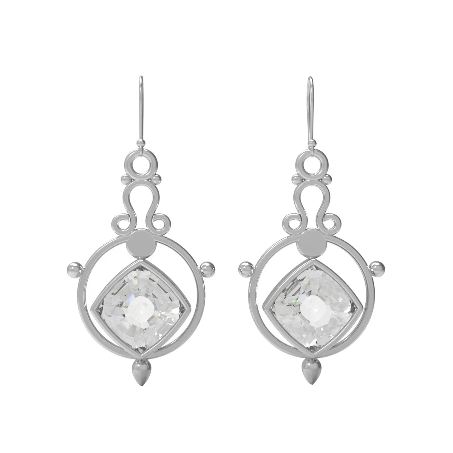 8MM Cushion Shape Moissanite 925 Sterling Silver Dangle Drop Women Earrings