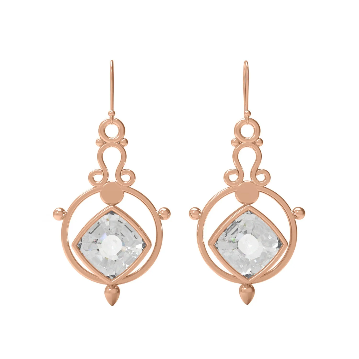 8MM Cushion Shape Moissanite 925 Sterling Silver Dangle Drop Women Earrings