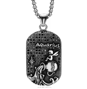 Aquarius 3D Dog tag necklaces