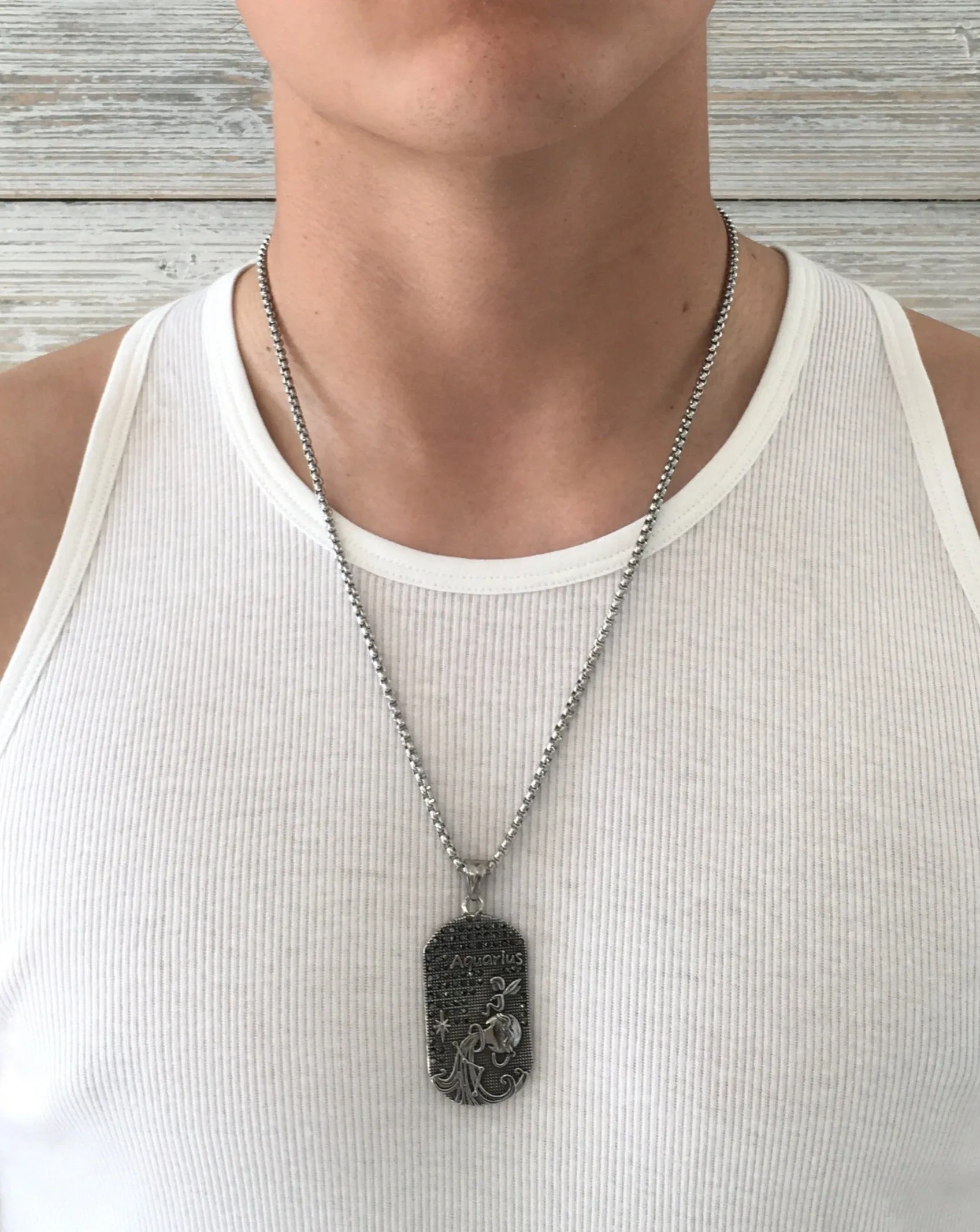 Aquarius 3D Dog tag necklaces