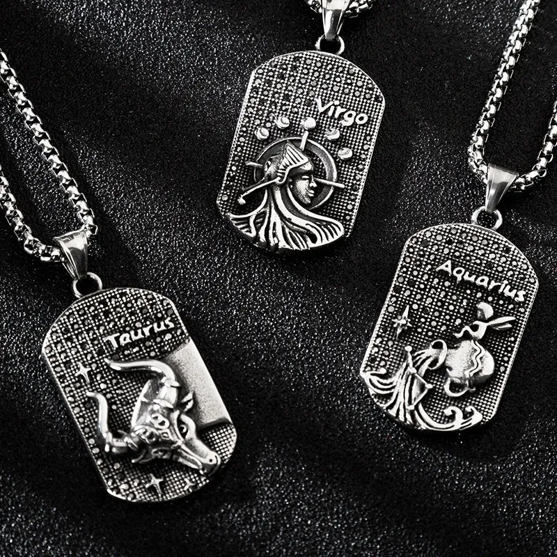 Aquarius 3D Dog tag necklaces