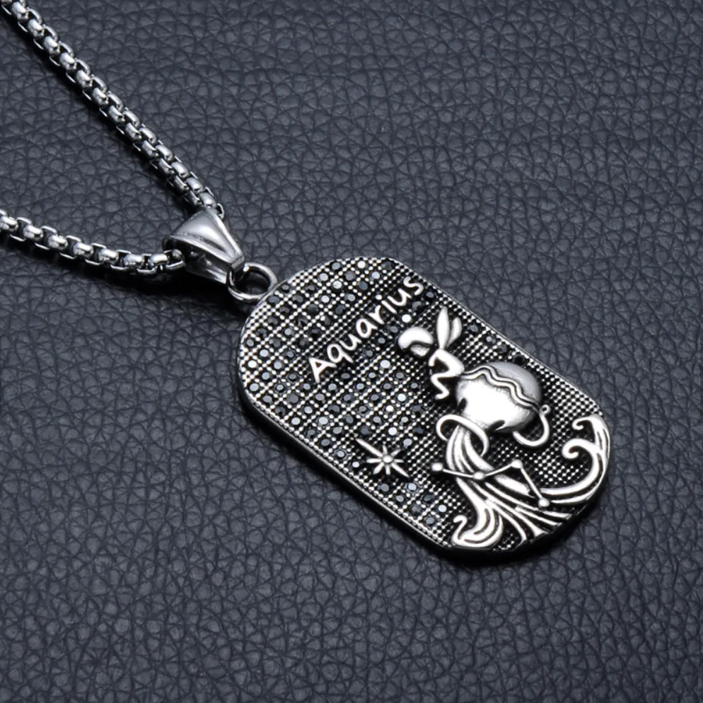 Aquarius 3D Dog tag necklaces