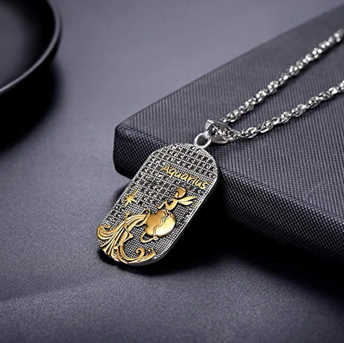 Aquarius 3D Dog tag necklaces