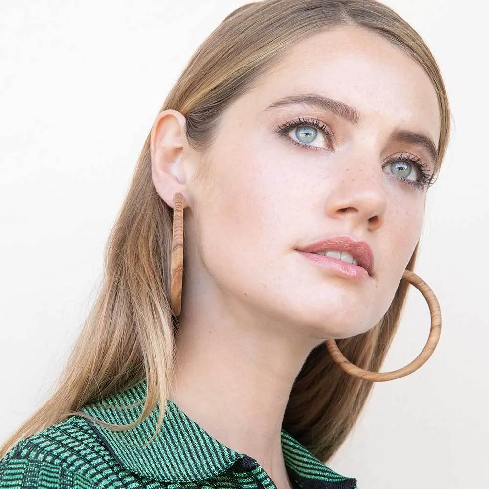 Arlie Maxi Wood Hoop Earrings