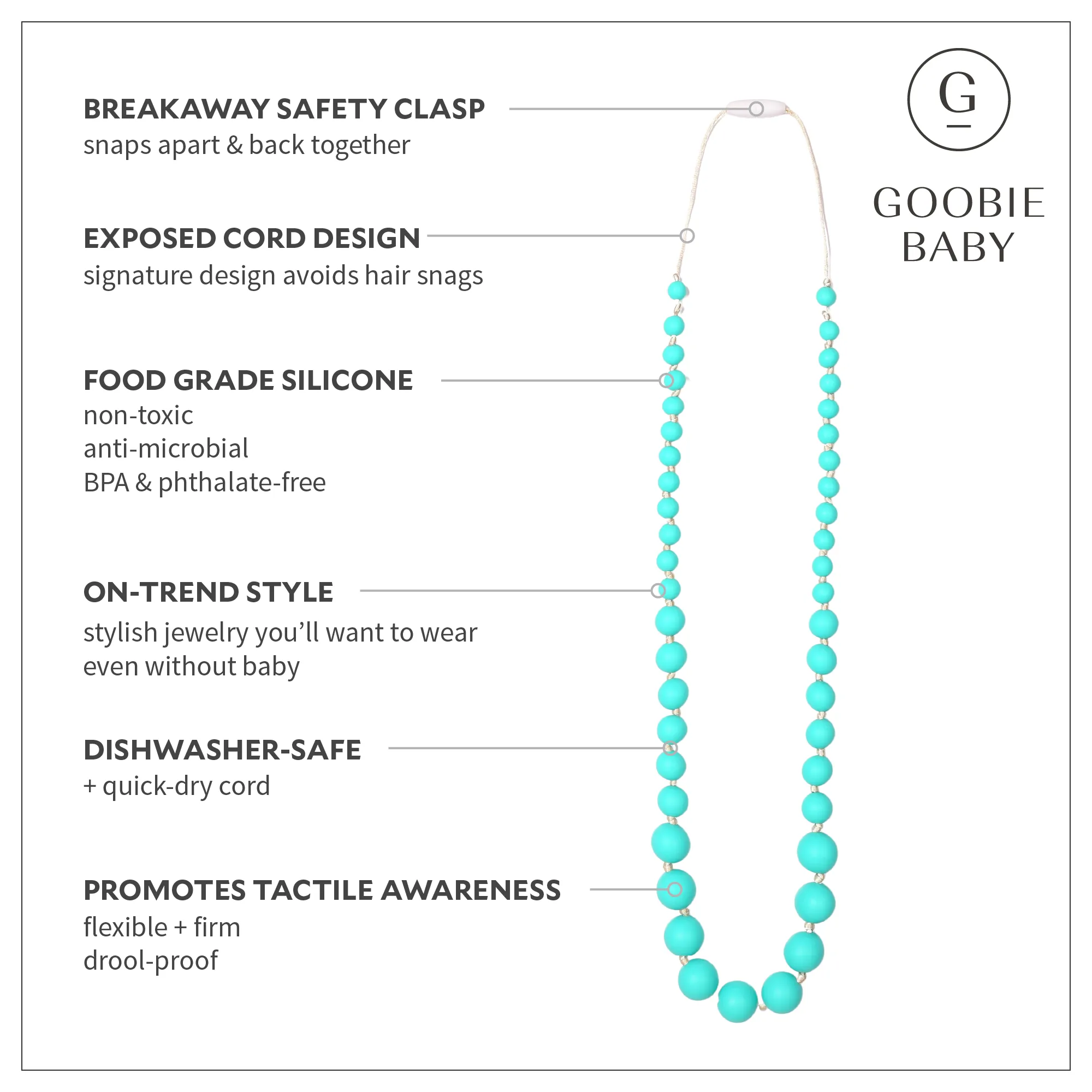 Audrey Teething Necklace - Turquoise
