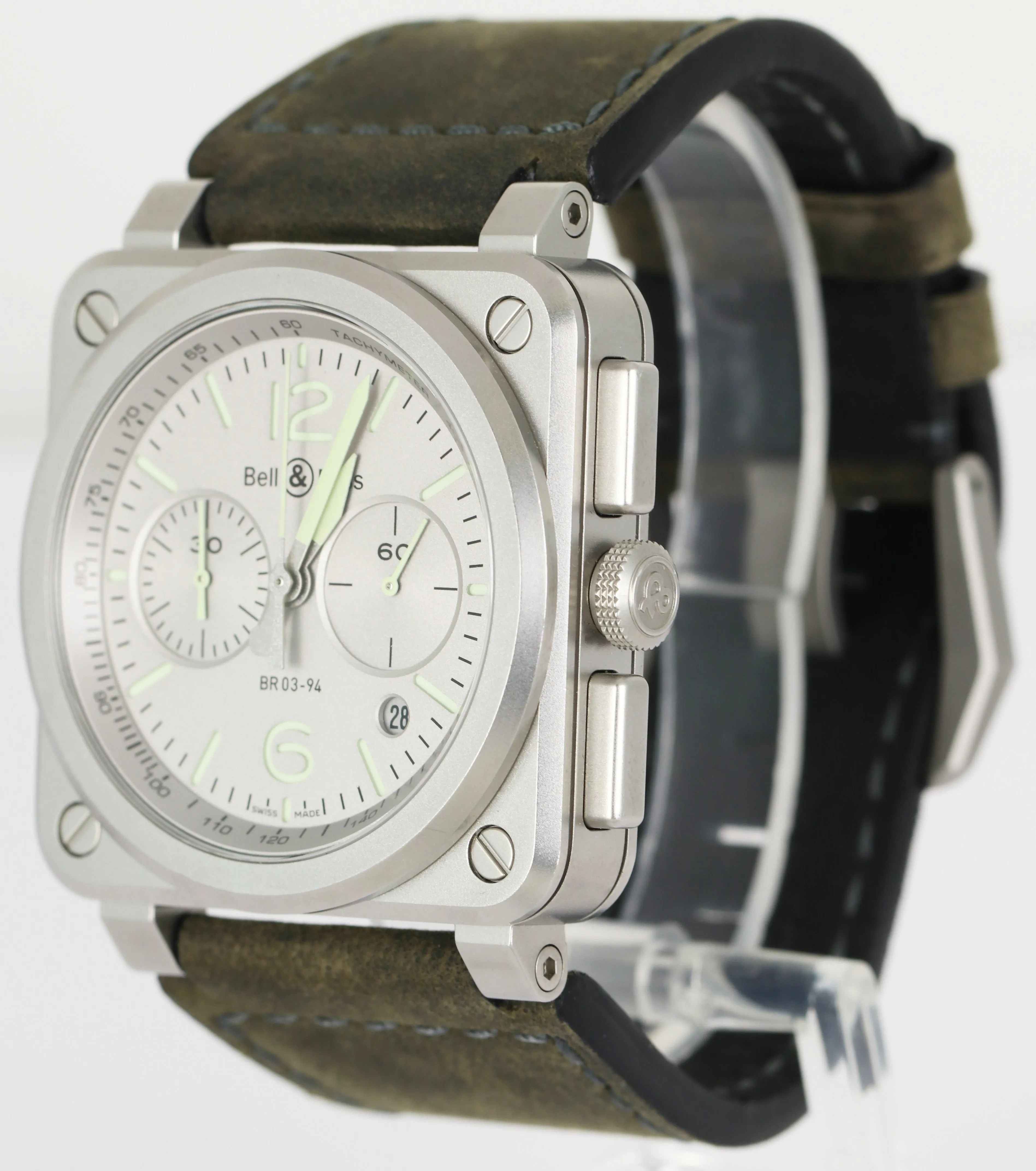 Bell & Ross BR 03-94 Hologram Silver Steel Chronograph 42mm Watch BR0394