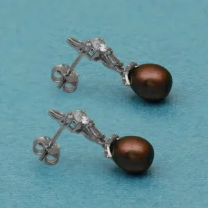 Black Pearl Dangle Earrings