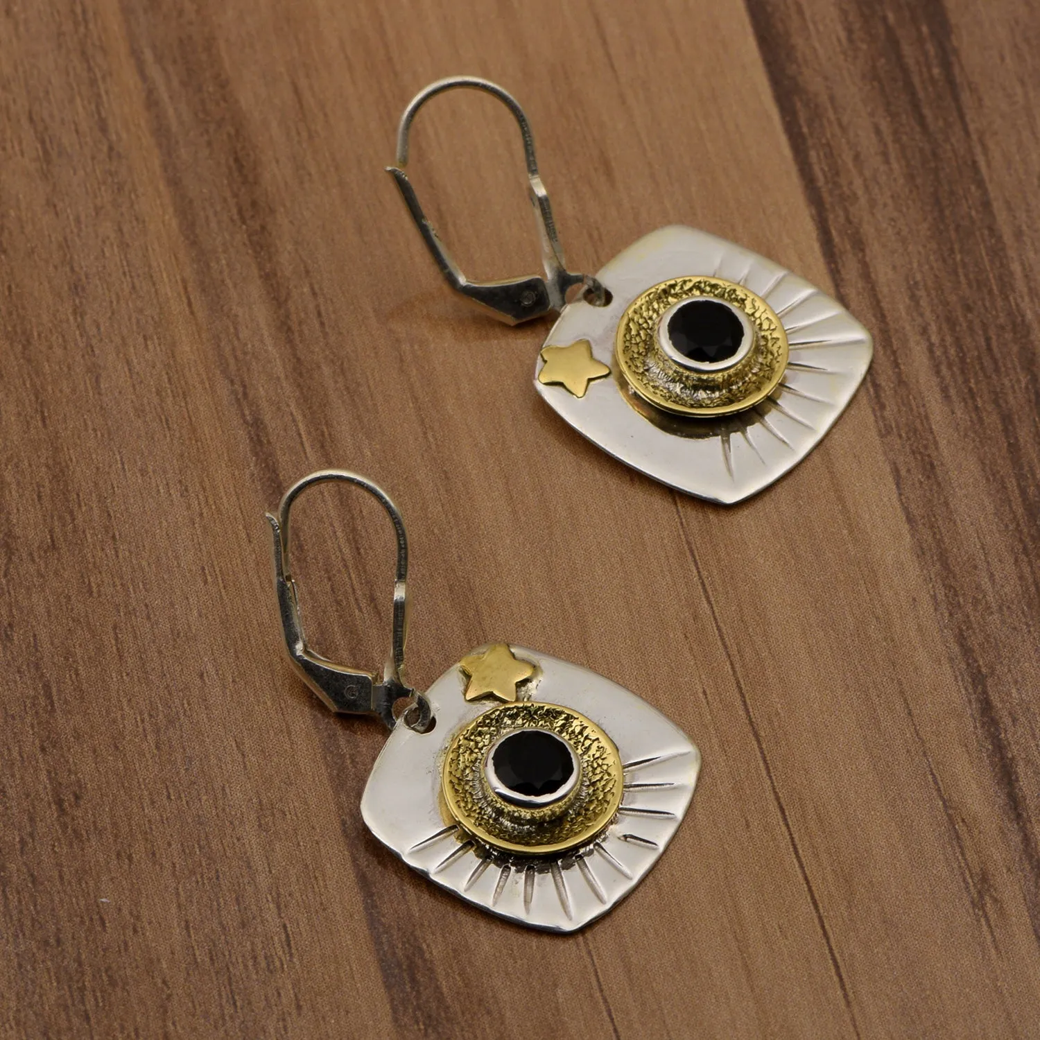 Black Spinel Handmade Dangle Earrings