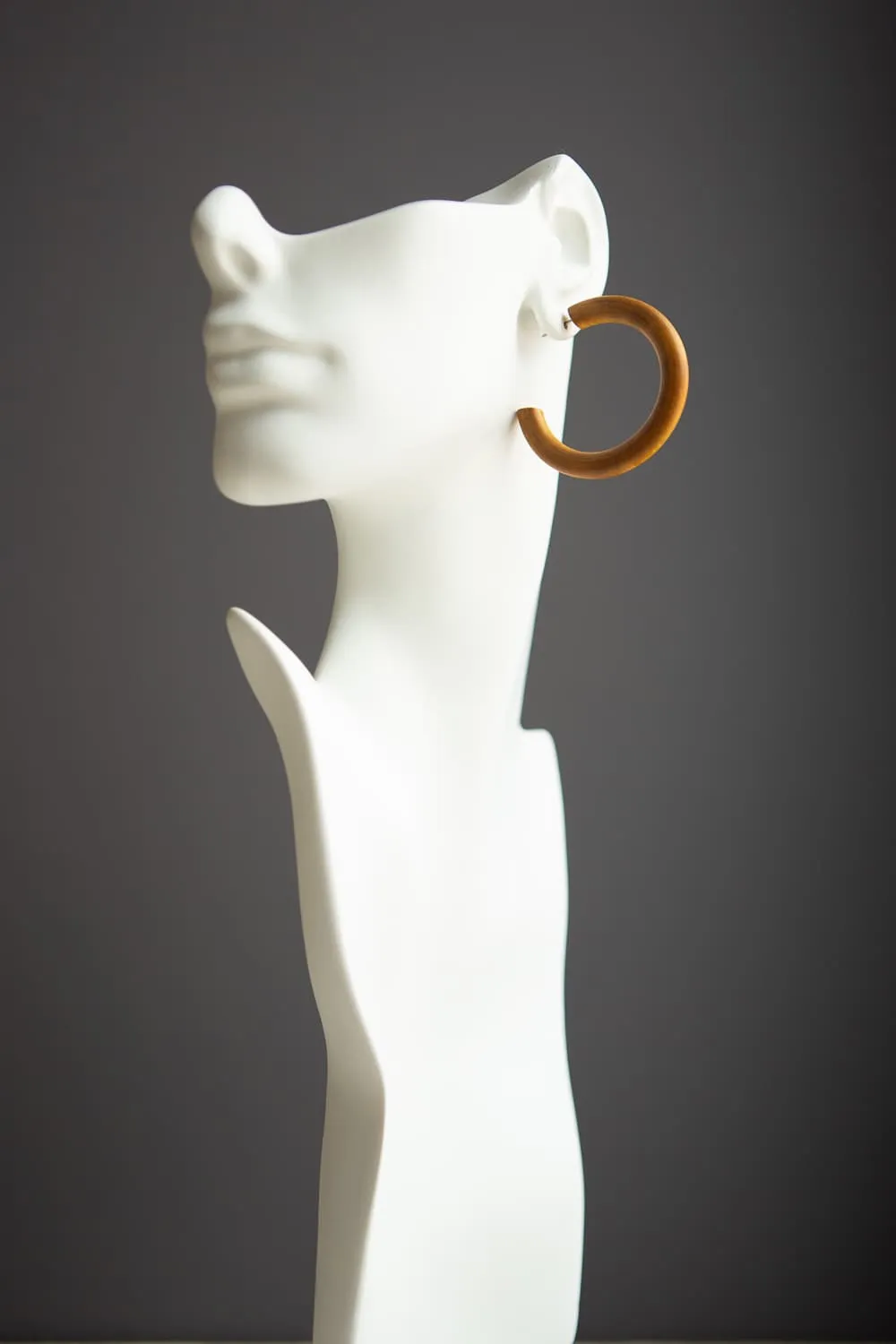 Brown Stained Wood Hoop Earrings