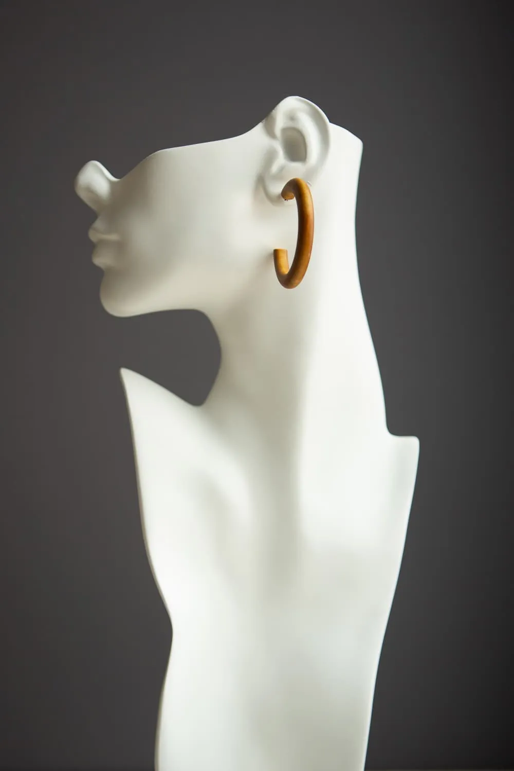 Brown Stained Wood Hoop Earrings