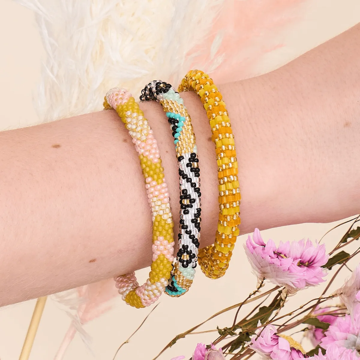 Canteloupes At Dawn | Himalayan Glass Bead Bracelet