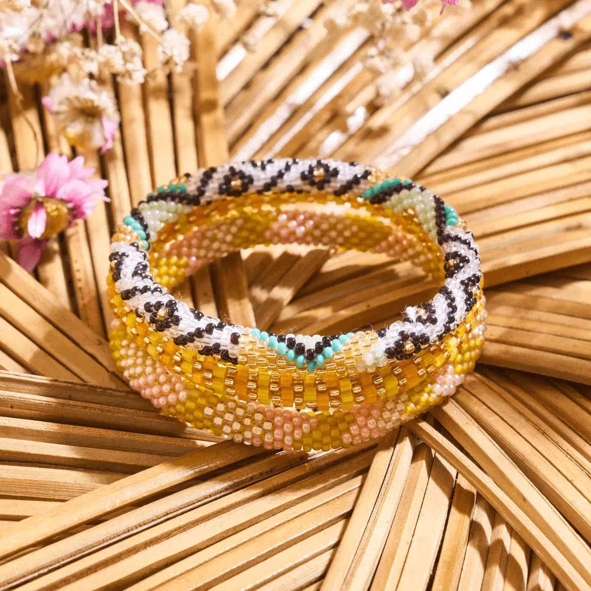 Canteloupes At Dawn | Himalayan Glass Bead Bracelet