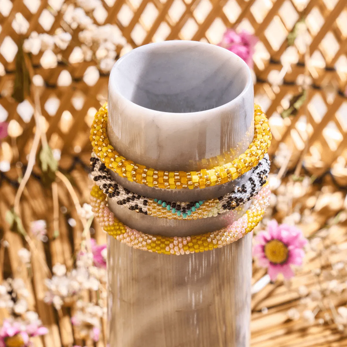 Canteloupes At Dawn | Himalayan Glass Bead Bracelet