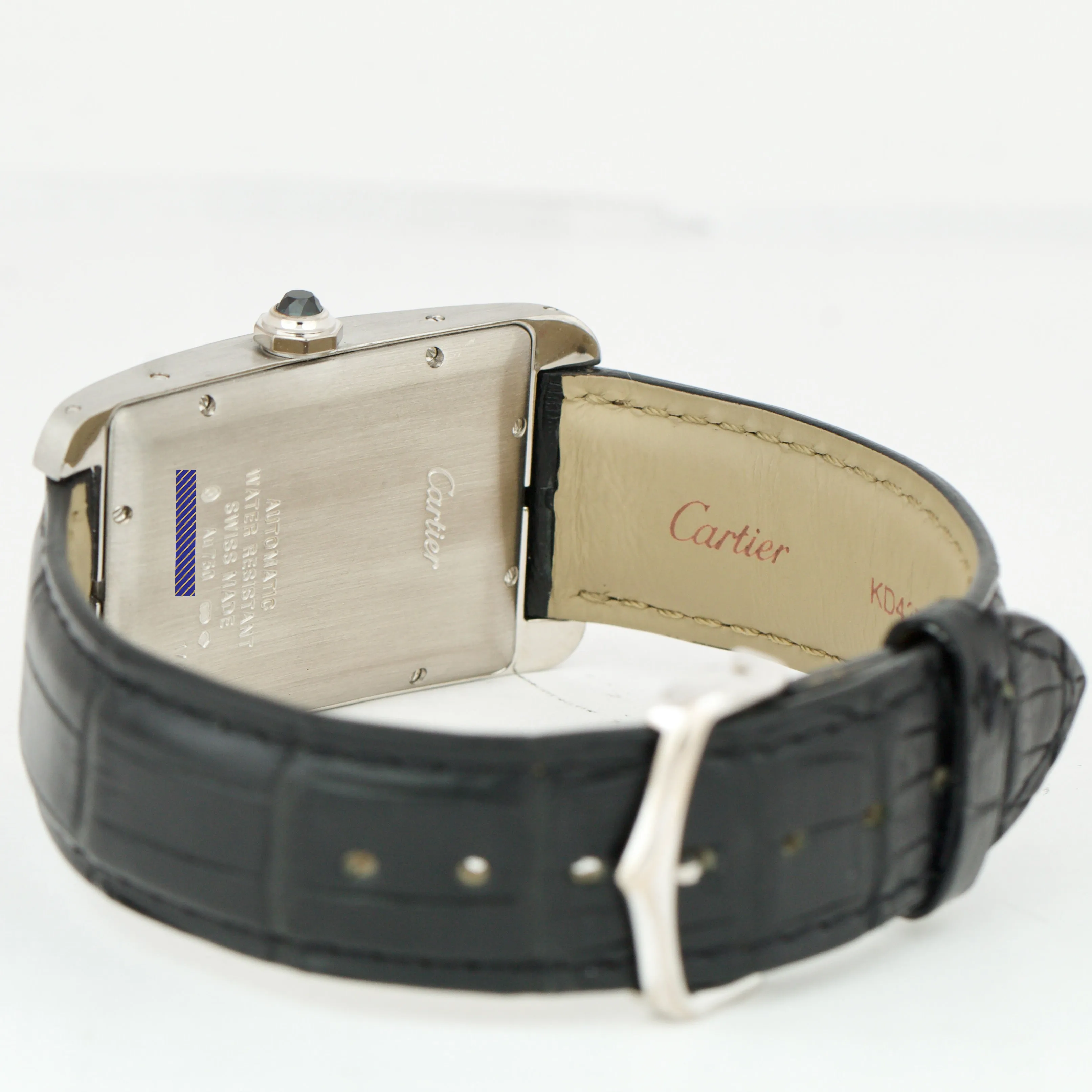 Cartier Tank Americaine 18k White Gold 26X45mm White Dial Leather 1741 Watch